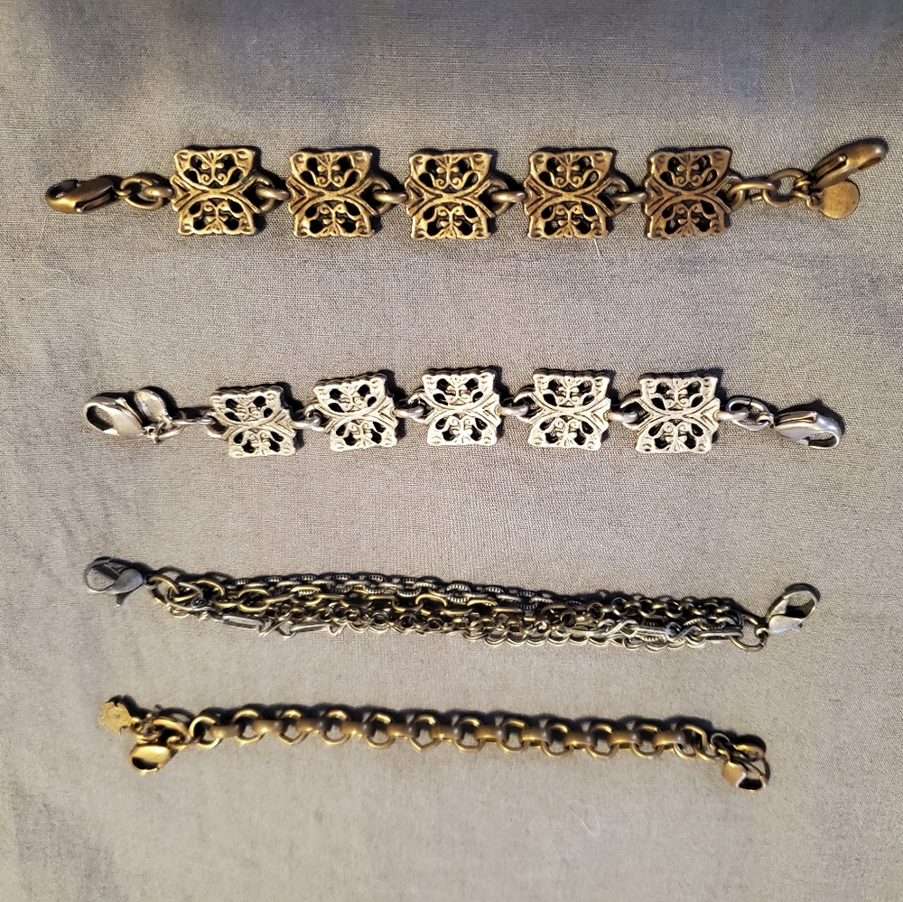 Lot of 4 Lenny and Eva Bronze amd Silver Metal Bracelets